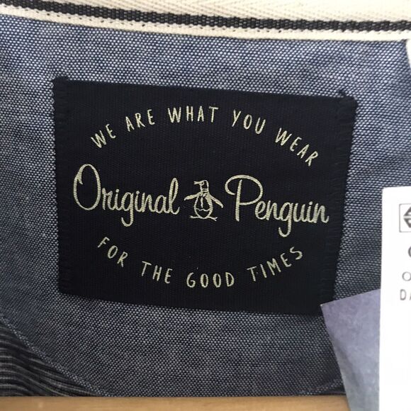 Original Penguin Mens Slub Navy Striped Pocket T-Shirt Sz Small 100% Cotton $49 - Picture 2 of 5